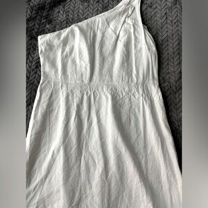 Women’s one shoulder white linen dress
